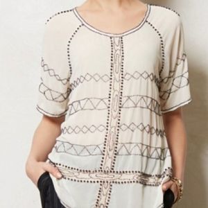 Anthropologie Carnation Lily Lily Rose Beaded Tunic Ivory  6